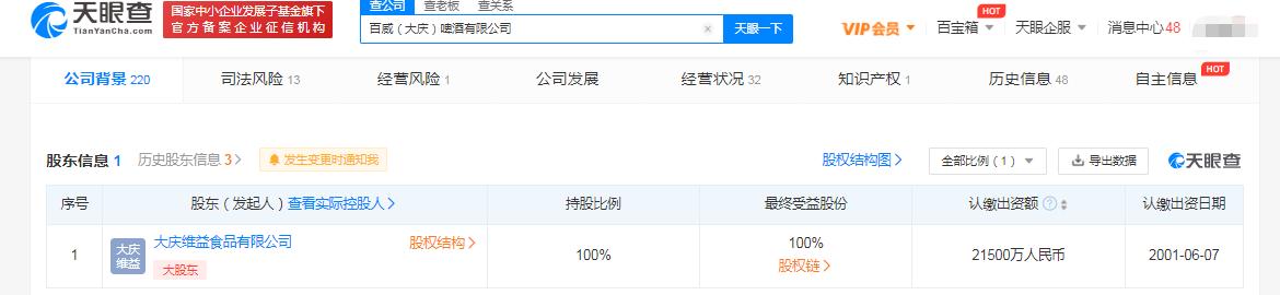 百威退出百威大庆啤酒公司股东